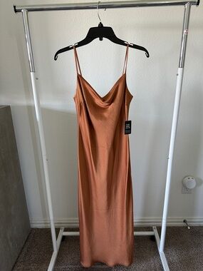 Express Copper Satin Maxi Slip Dress